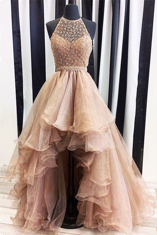 Luxury Prom Dress Sexy Prom Dresses Backless Prom Dresses High Low Tulle Evening Dress New 1909