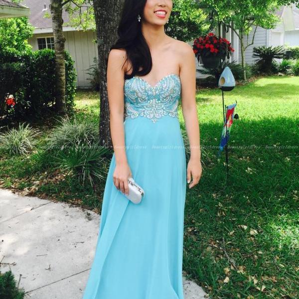 Bg1037 High Quality Prom Dress,Blue Chiffon Prom Dress,Pretty Evening